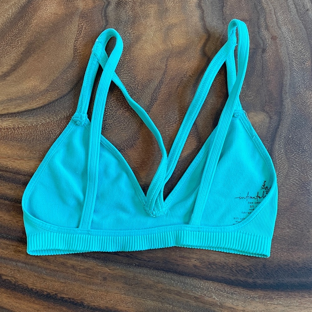 Free People Ribbed Teal Bralette - Lightweight Everyday Comfort - Picture 2 of 2